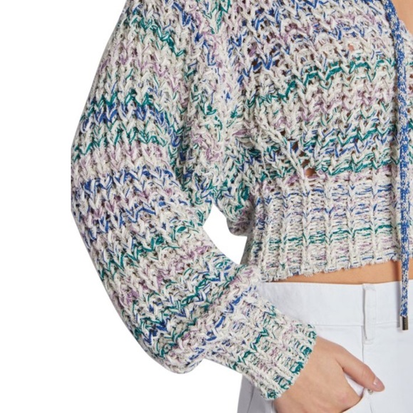 NEW NWOT Isabel Marat Andrea Open Knit Metallic Cropped Sweater Pullover Size 44 - Picture 3 of 16